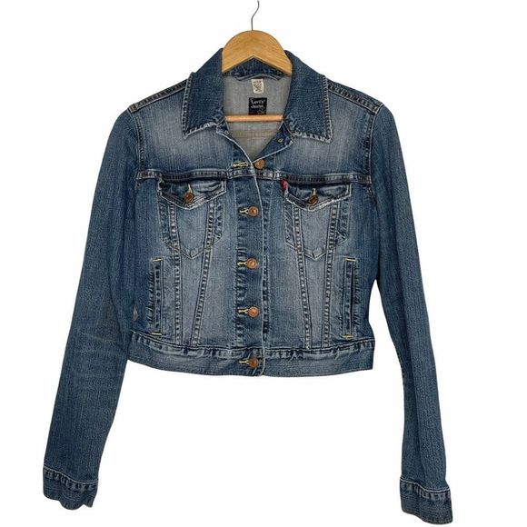 Levi's Jackets & Blazers - Levis Medium Wash Distressed Cropped Jean Jacket